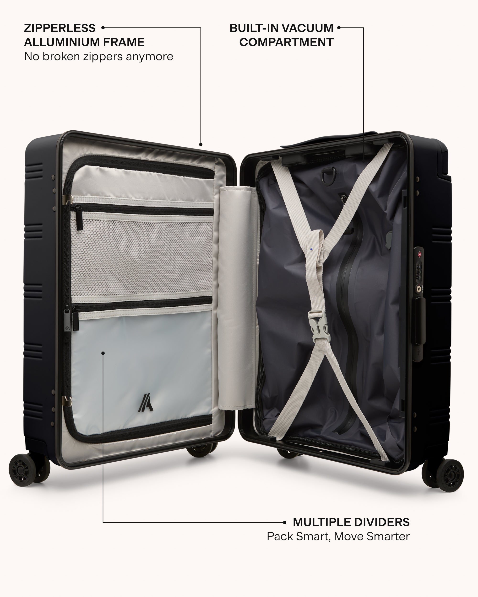 Handbagage bundel (Premium koffer) – Matt Black | Airback - Airback