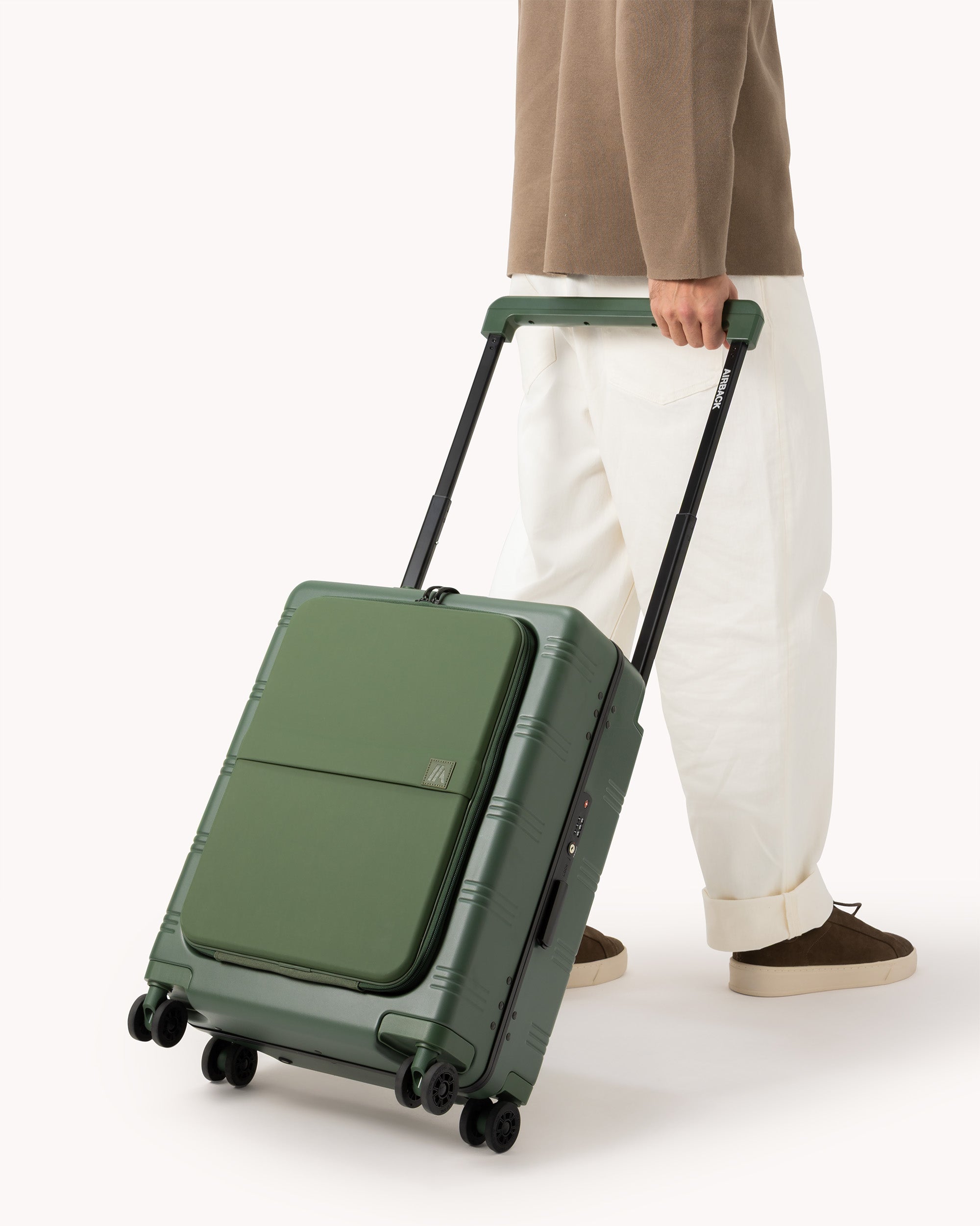 Zipperless Aluminum Carry-On Suitcase – Olive Green | Airback